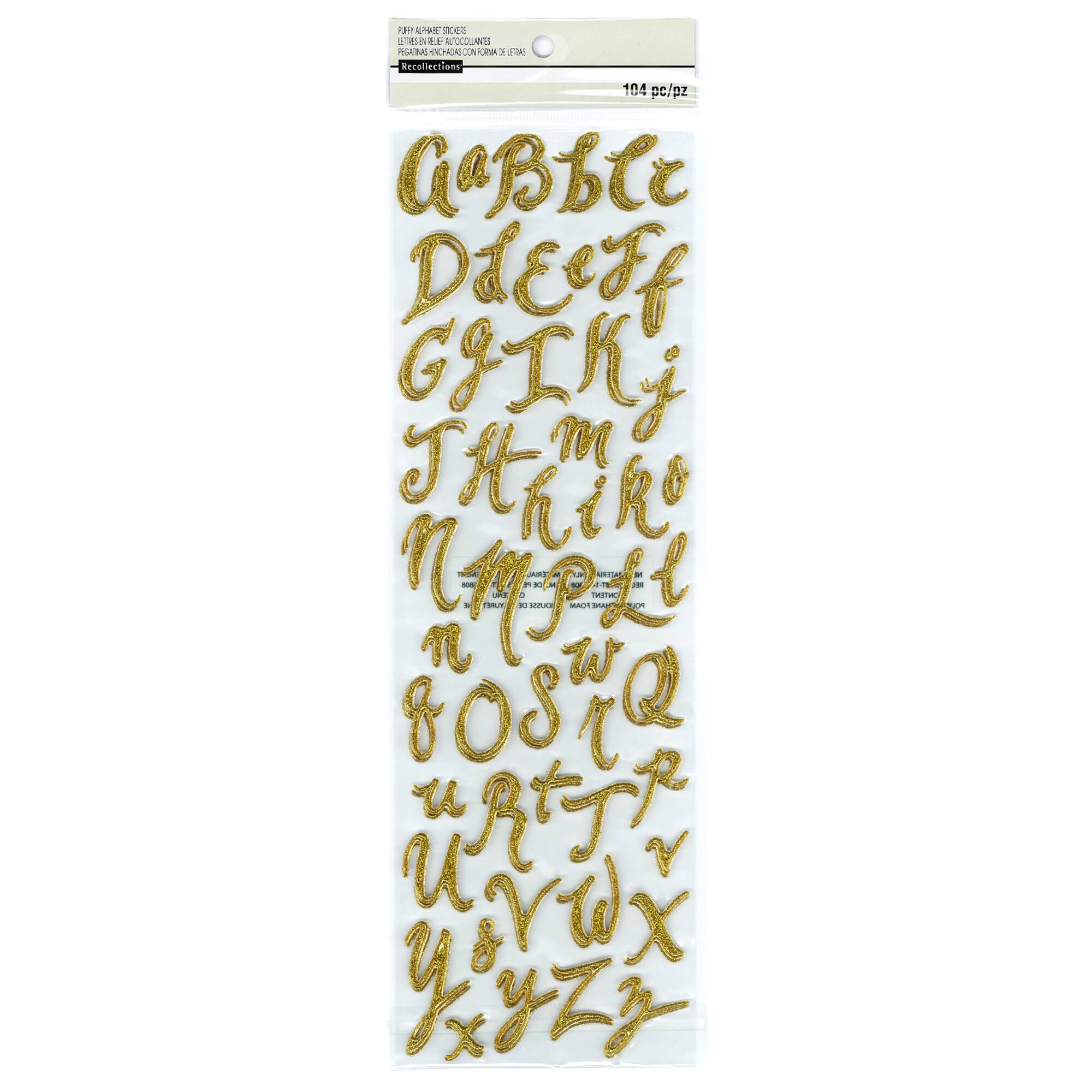 Gold Glitter Puffy Alphabet Stickers by Recollections™